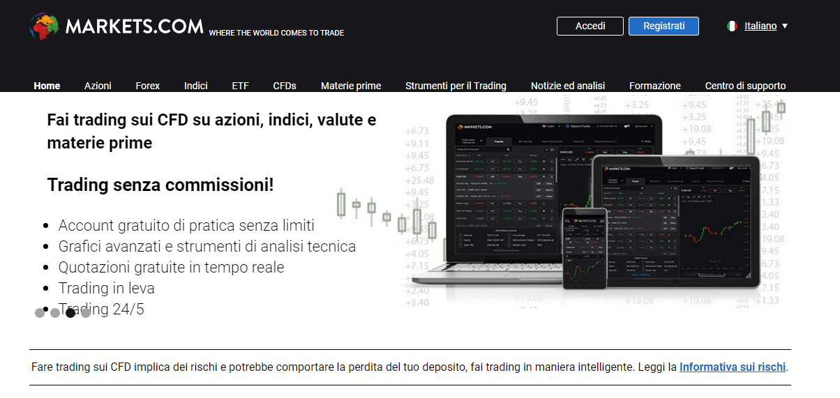 Markets.com: piattaforma di trading CFD